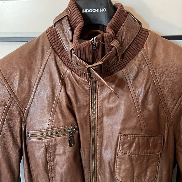 Danier leather jacket with knit trim, size extra small - Picture 2 of 4